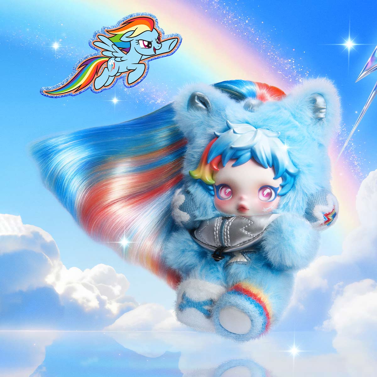 Rainbow Dash — official design reference; official POP MART reference, not a photo of the exact item supplied.