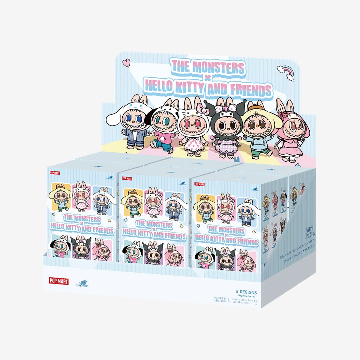 THE MONSTERS × Hello Kitty and Friends Series Vinyl Plush Pendant Blind Box — official whole-set packaging reference image; packaging shown illustrates the original product, not the exact supplied opened box condition.