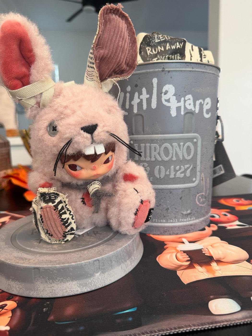Actual sample photo — HIRONO Little Hare Plush Doll Pendant — Regular Version (Pink)
