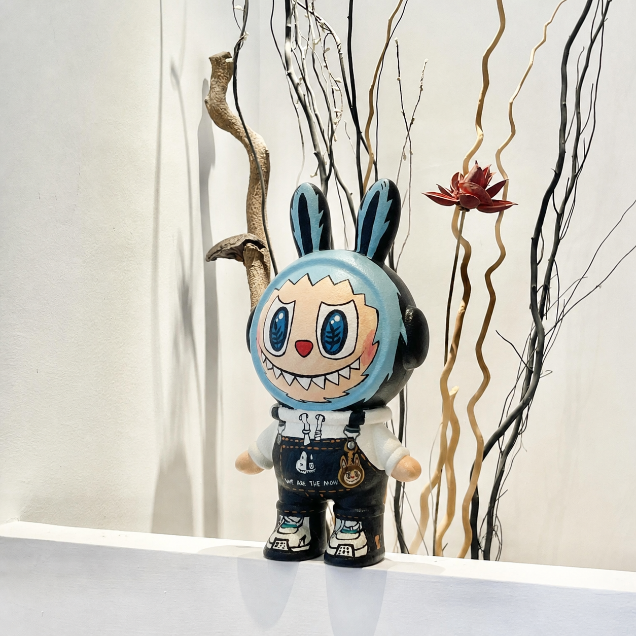 Denim Overalls Labubu in Fendooy studio scene