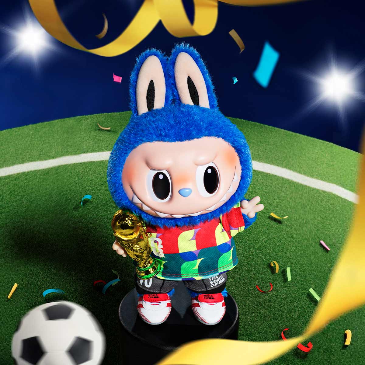 THE MONSTERS × FIFA SERIES-Catch the Win Vinyl Plush Doll — official gallery 1; design reference