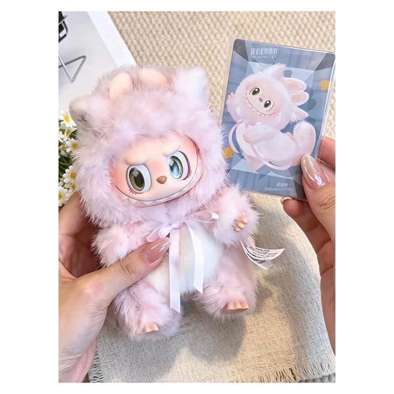 Reference photo of THE MONSTERS CAT MODE ON Strawberry Kitty vinyl plush pendant; not a photo of the exact item supplied.