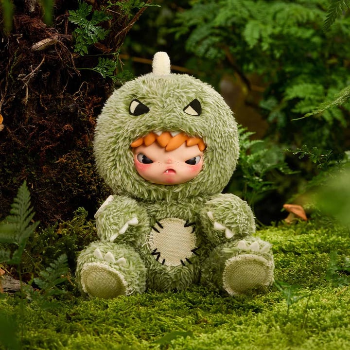 HIRONO Dino plush pendant design reference in a green dinosaur costume