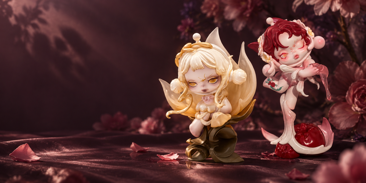 SKULLPANDA Petals in Four Acts editorial display scene.